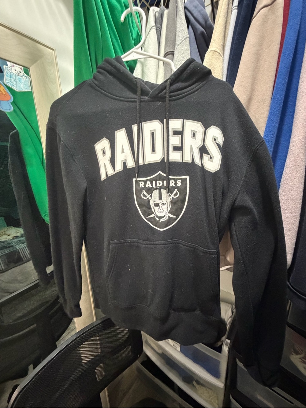NFL Raiders Black Pullover Hoodie with Front Logo